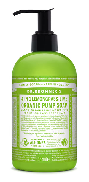 355ml ORGANIC PUMP SOAPS Lemongrass-Lime