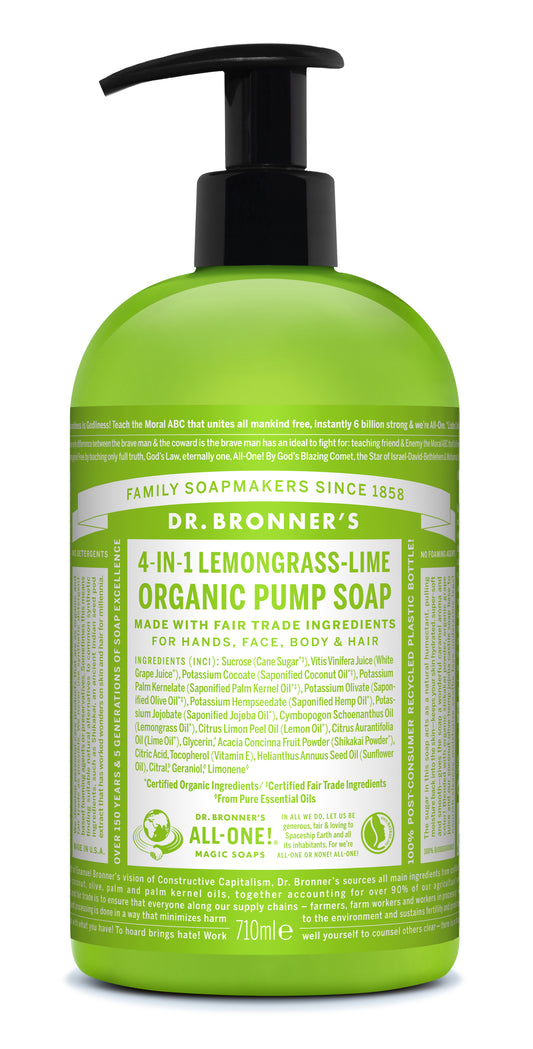 710ml ORGANIC PUMP SOAPS Lemongrass-Lime